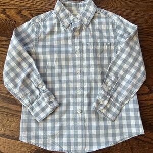 Crewcuts Kids' Long-Sleeve Flex Light Gray & White Patterned Washed Shirt 3T